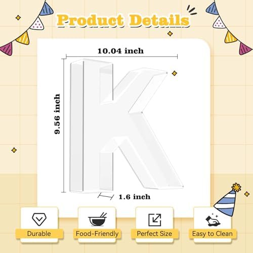 Reusable 10'' Fillable Acrylic Charcuterie Board Box Letter K in Letter K, alternate view 3