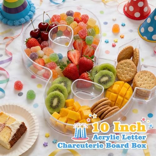 Reusable 10'' Fillable Acrylic Charcuterie Board Box Letter & in Letter &, alternate view 2