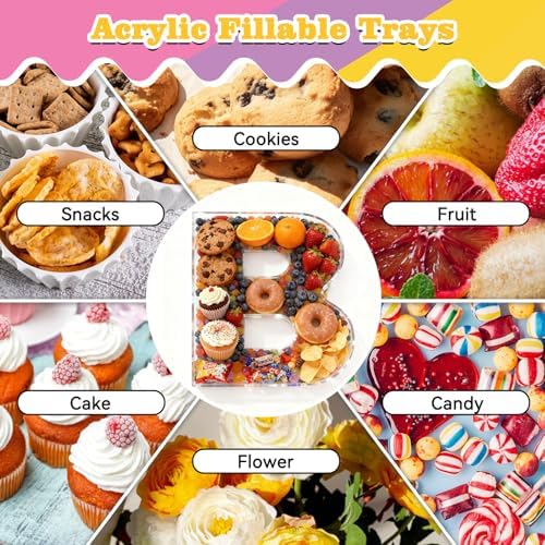 Reusable 10'' Fillable Acrylic Charcuterie Board Box Letter & in Letter &, alternate view 5