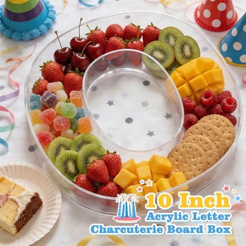 Reusable 10'' Fillable Acrylic Charcuterie Board Box Letter O in Letter O, alternate view 2