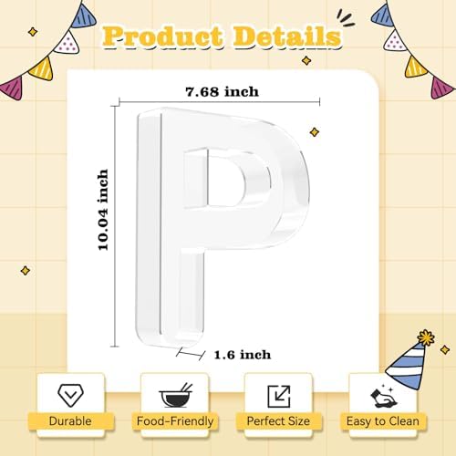 Reusable 10'' Fillable Acrylic Charcuterie Board Box Letter P in Letter P, alternate view 3