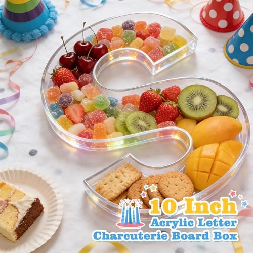 Reusable 10'' Fillable Acrylic Charcuterie Board Box Letter S in Letter S, alternate view 2