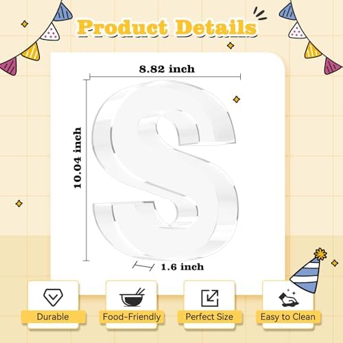 Reusable 10'' Fillable Acrylic Charcuterie Board Box Letter S in Letter S, alternate view 3