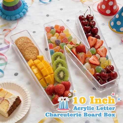 Reusable 10'' Fillable Acrylic Charcuterie Board Box Letter W in Letter W, alternate view 2