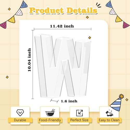 Reusable 10'' Fillable Acrylic Charcuterie Board Box Letter W in Letter W, alternate view 3