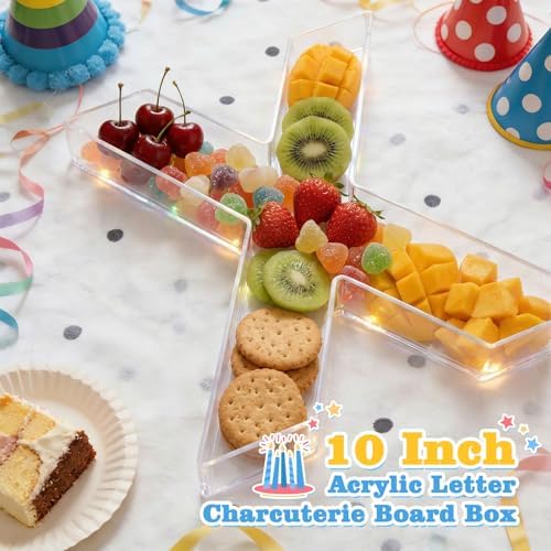 Reusable 10'' Fillable Acrylic Charcuterie Board Box Letter X in Letter X, alternate view 2