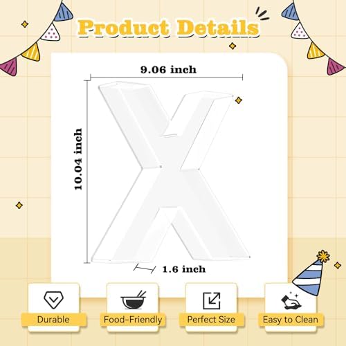 Reusable 10'' Fillable Acrylic Charcuterie Board Box Letter X in Letter X, alternate view 3