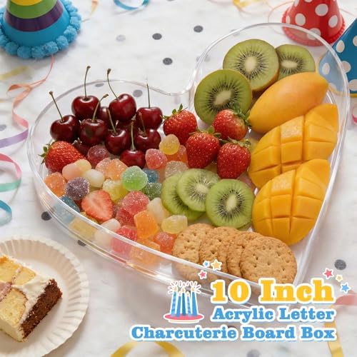 Reusable 10'' Fillable Acrylic Heart Charcuterie Board Box in Heart, alternate view 2