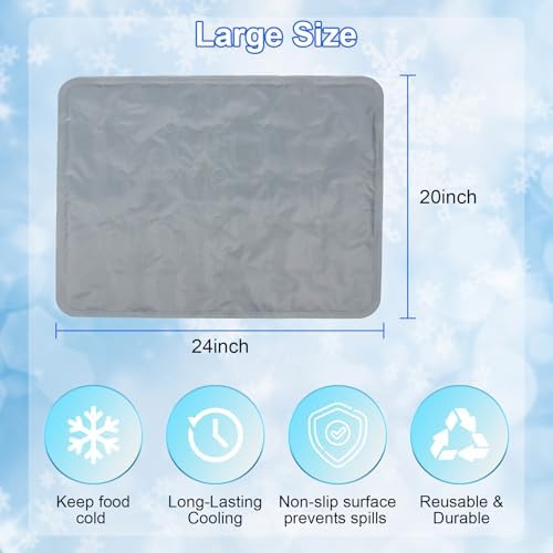 Reusable Freezable Ice Mat, 2 Pack 23.6 x 19.7 Food Cooling Tray in 23.6 x 19.7" in Gray, alternate view 2
