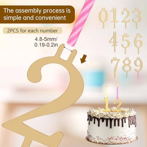 Reusable Number Birthday Candle Holder Set, 20 PCS (2 Sets) Metal Number Candle Holders Stand, Party Cakes, alternate view 4
