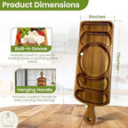 Reversible Acacia Wood Serving Platter with Handle - Premium Wooden Tray for Charcuterie, Crackers, Cheese, alternate view 2