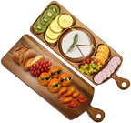 Reversible Acacia Wood Serving Platter with Handle - Premium Wooden Tray for Charcuterie, Crackers, Cheese, alternate view 3