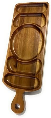 Reversible Acacia Wood Serving Platter with Handle - Premium Wooden Tray for Charcuterie, Crackers, Cheese, alternate view 7