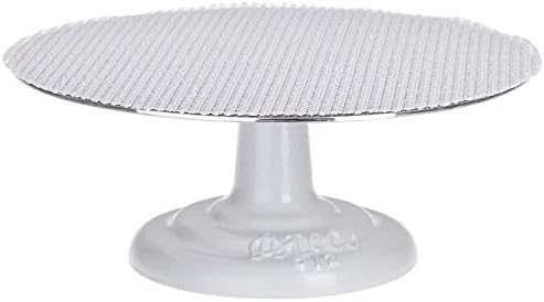 Revolving Cake Decorating Stand, Aluminum Turntable and Cast Iron Base with Non-Slip Pad, 12-Inch in White