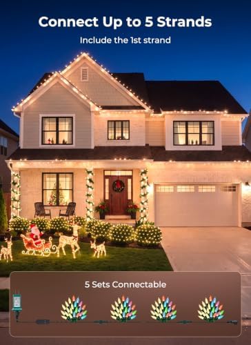 RGB Color Changing Smart LED Christmas String Lights 100 Count 33Ft in RGB (Red, Green, Blue), alternate view 4