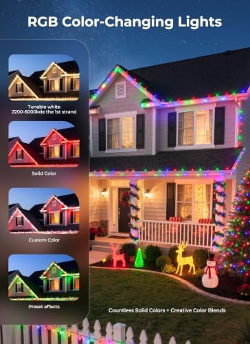 RGB Color Changing Smart LED Christmas String Lights 100 Count 33Ft in RGB (Red, Green, Blue), alternate view 5