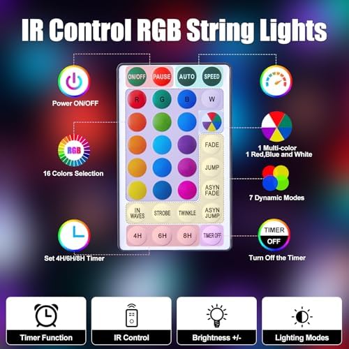 RGB Globe String Lights - 21FT 60LED Battery Operated with Remote, 20+ Color Modes & Timer, Fairy Lights for, alternate view