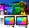 RGB LED Flood Light Outdoor 1000W Equivalent, 100W Bluetooth RGBCW Smart Floodlights 2700K, 16 Million Color