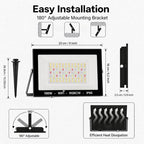 RGB LED Flood Light Outdoor 1000W Equivalent, 100W Bluetooth RGBCW Smart Floodlights 2700K, 16 Million Color, alternate view