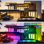 RGB LED Flood Light Outdoor 1000W Equivalent, 100W Bluetooth RGBCW Smart Floodlights 2700K, 16 Million Color, alternate view