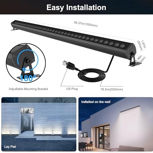 RGBCW Wall Washer Lights, 180W Stage Wash Light Bar Smart APP & Remote Control, Group, Memory, Timing, Music, alternate view