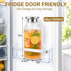 Ribbed Square Glass Pitcher with Lid, 2 Liter/68 oz Ripple Glass Drink Pitcher for Fridge Door, Glass Carafe, alternate view