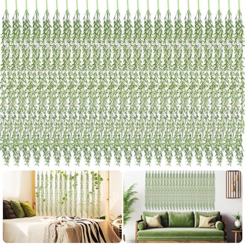 Riceshoot 48 Pcs Artificial Hanging Vines Fake Weeping Willow Leaves Decor Fake Seaweed Artificial Vines, alternate view 4