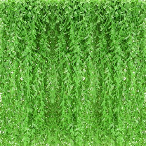 Riceshoot 48 Pcs Artificial Hanging Vines Fake Weeping Willow Leaves Decor Fake Seaweed Artificial Vines