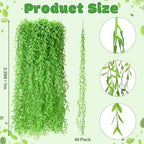 Riceshoot 48 Pcs Artificial Hanging Vines Fake Weeping Willow Leaves Decor Fake Seaweed Artificial Vines, alternate view 3
