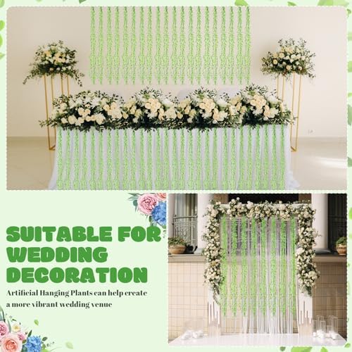 Riceshoot 48 Pcs Artificial Hanging Vines Fake Weeping Willow Leaves Decor Fake Seaweed Artificial Vines, alternate view 4