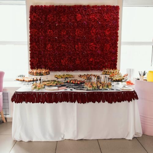 RIDDSEE12pcs Flower Wall Backdrop16.5 x16.5 Artificial Floral Panels-Maroon, alternate view 2