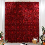 RIDDSEE12pcs Flower Wall Backdrop16.5 x16.5 Artificial Floral Panels-Maroon, alternate view 5