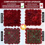 RIDDSEE12pcs Flower Wall Backdrop16.5 x16.5 Artificial Floral Panels-Maroon, alternate view 7