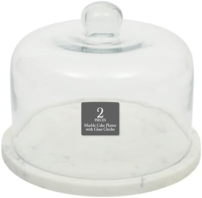 Ridgehaven 11" Marble Cake Stand, Serving Platter, Charcuterie Board, and Center Piece Home Décor With Glass Lid
