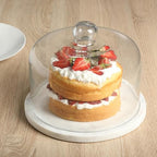 Ridgehaven 11" Marble Cake Stand, Serving Platter, Charcuterie Board, and Center Piece Home Décor With Glass Lid, alternate