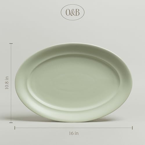 Rim Stoneware Serving Platter - Elegant 1-Piece Oval Serving Platter to Complete Your Kitchen Set - 16" L x, alternate view 3