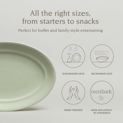 Rim Stoneware Serving Platter - Elegant 1-Piece Oval Serving Platter to Complete Your Kitchen Set - 16" L x, alternate view 4