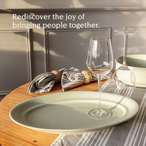 Rim Stoneware Serving Platter - Elegant 1-Piece Oval Serving Platter to Complete Your Kitchen Set - 16" L x, alternate view 5