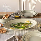 Rim Stoneware Serving Platter - Elegant 1-Piece Oval Serving Platter to Complete Your Kitchen Set - 16" L x, alternate view 6