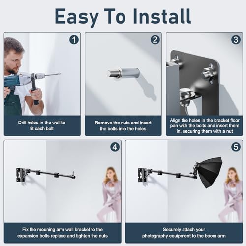 Ring Light Mount - Wall Mount Triangle Boom Arm.43inch/110cm, alternate view 2