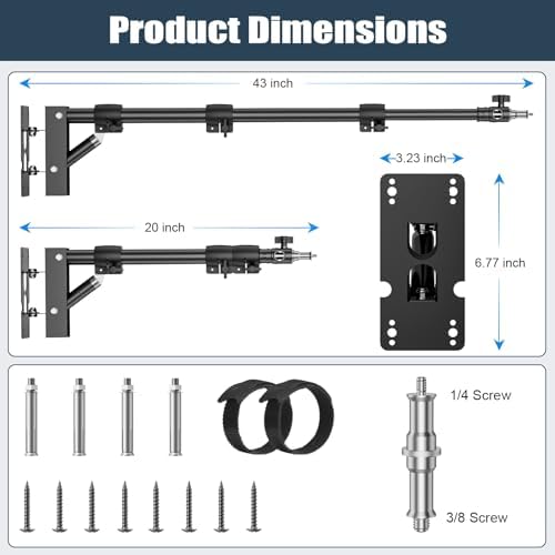 Ring Light Mount - Wall Mount Triangle Boom Arm.43inch/110cm, alternate view 3