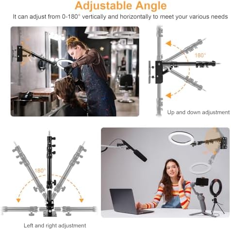 Ring Light Wall Mount 43inch/110cm, Triangle Boom Arm for Barbershop, alternate view 3
