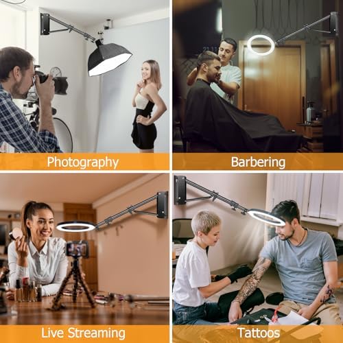 Ring Light Wall Mount, 71.65’’/182cm Wall Mounting Triangle Boom Arm for Strobe Light, Photography, Softbox, alternate view 2