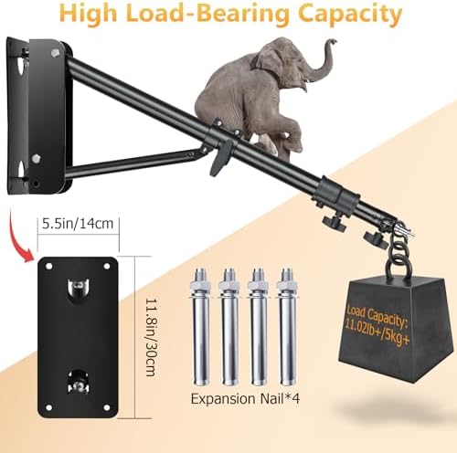 Ring Light Wall Mount, 71.65’’/182cm Wall Mounting Triangle Boom Arm for Strobe Light, Photography, Softbox, alternate view 4