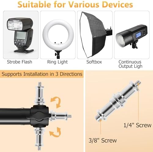 Ring Light Wall Mount, 71.65’’/182cm Wall Mounting Triangle Boom Arm for Strobe Light, Photography, Softbox, alternate view 5