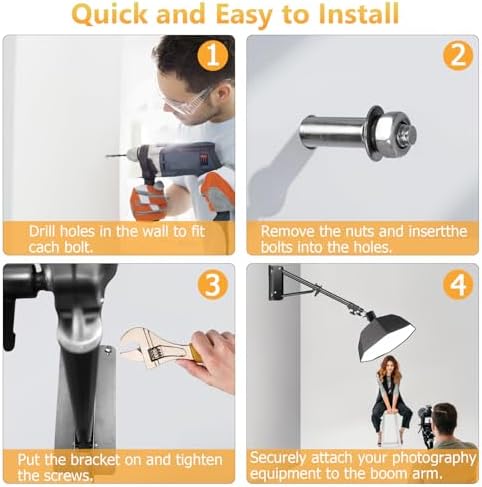 Ring Light Wall Mount, 71.65’’/182cm Wall Mounting Triangle Boom Arm for Strobe Light, Photography, Softbox, alternate view 6
