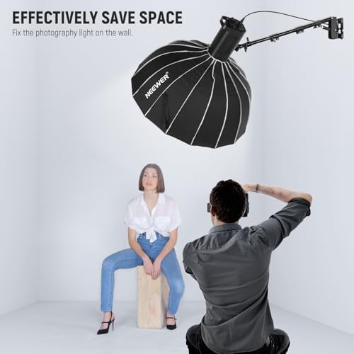 Ring Light Wall Mount Boom Arm, 22"-46"/55-116cm, Aluminum Alloy, alternate view 2