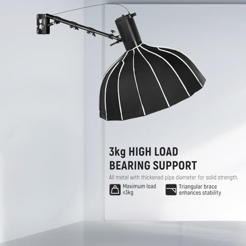 Ring Light Wall Mount Boom Arm, 22"-46"/55-116cm, Aluminum Alloy, alternate view 4