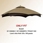 Riplock Gazebo Replacement Top for Lowe's Allen Roth #GF-12S004B-1, Beige in Beige, alternate view 4