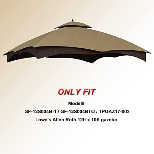 Riplock Gazebo Replacement Top for Lowe's Allen Roth #GF-12S004B-1, Beige in Beige, alternate view 4